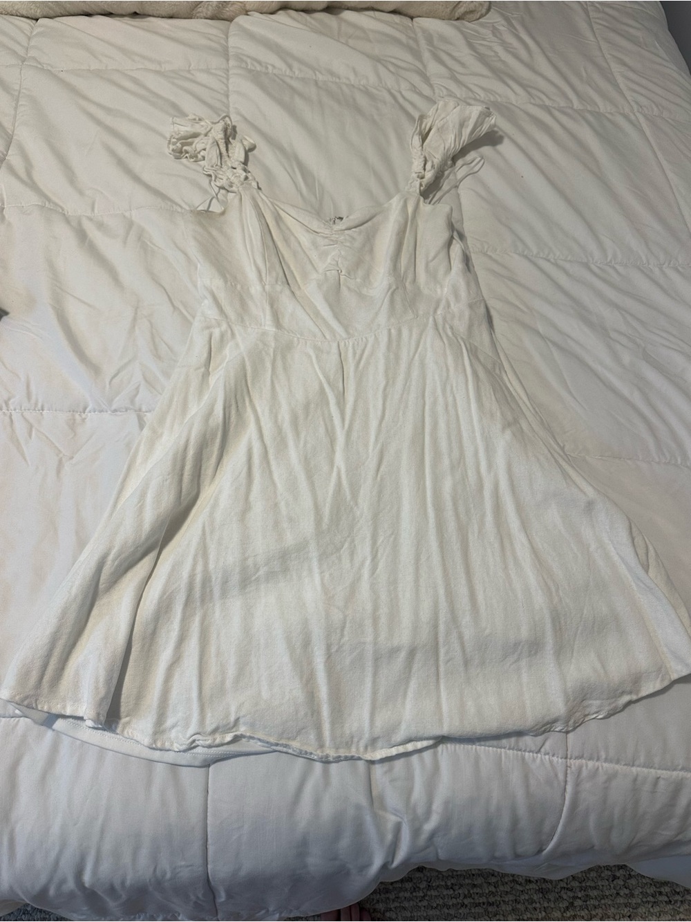 miami White Mini Dress with Tie-Strap Shoulders
